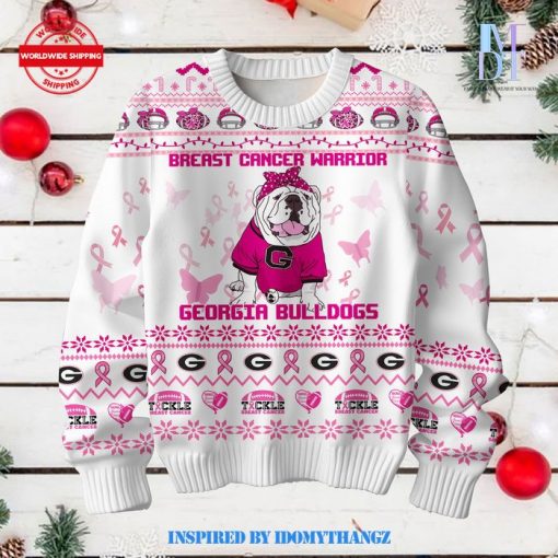 Georgia Bulldogs Breast Cancer Warrior Ugly Sweater