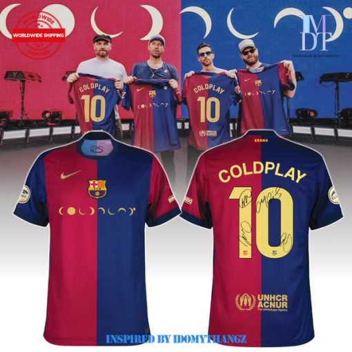 Home Signed Limited Edition FC Barcelona x Coldplay Football Jersey