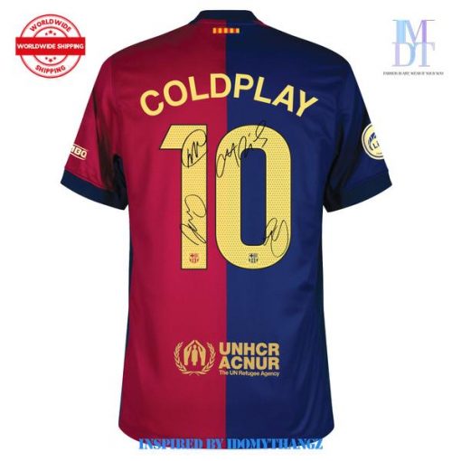 Home Signed Limited Edition FC Barcelona x Coldplay Football Jersey