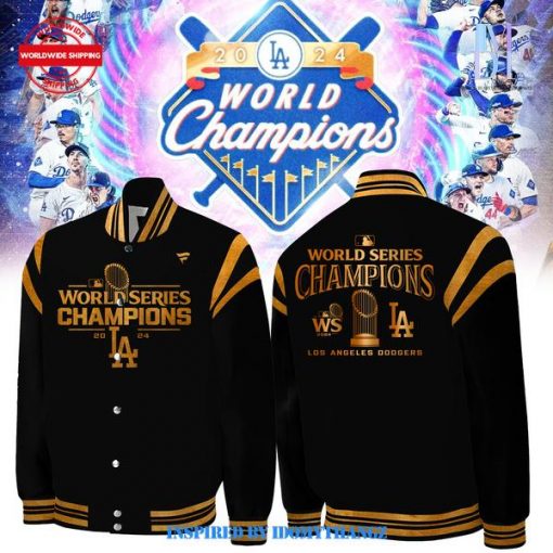 LA Dodgers World Series Champions 2024 Black Bomber Jacket