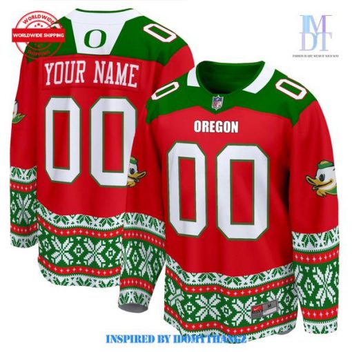 Limited Edition Oregon Ducks Merry Christmas Hockey Jersey