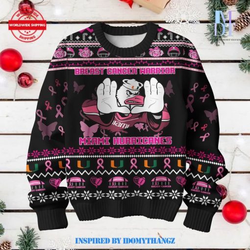 Miami Hurricanes Breast Cancer Warrior Ugly Sweater