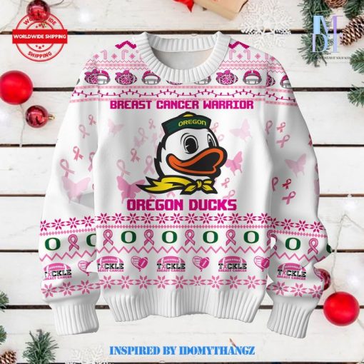 Oregon Ducks Breast Cancer Warrior Ugly Sweater