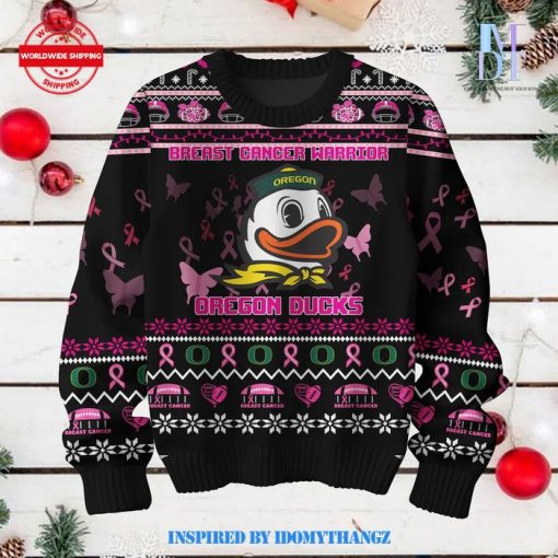 Oregon Ducks Breast Cancer Warrior Ugly Sweater