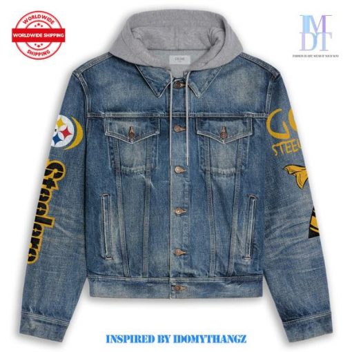 Pittsburgh Steelers Steel Man Fly Hooded Denim Jacket