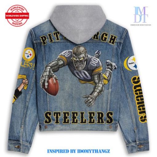 Pittsburgh Steelers Steel Man Fly Hooded Denim Jacket