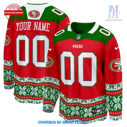 San Francisco 49ers Merry Christmas Red Hockey Jersey