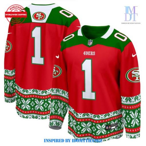 San Francisco 49ers Merry Christmas Red Hockey Jersey