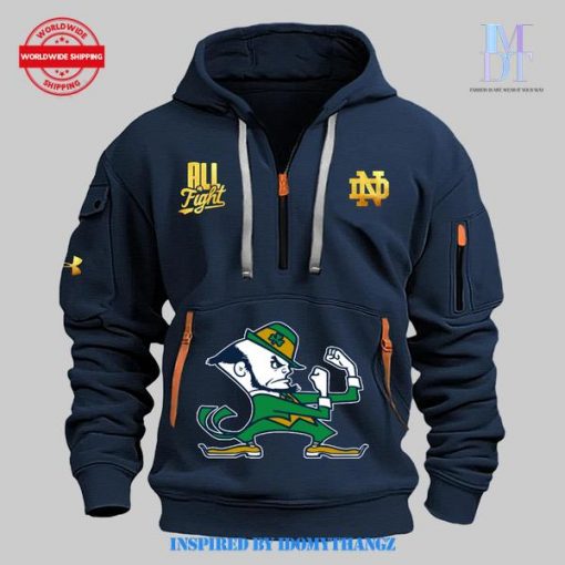 Special Notre Dame Fighting Irish Football Gray Half Zip Hoodie 2024