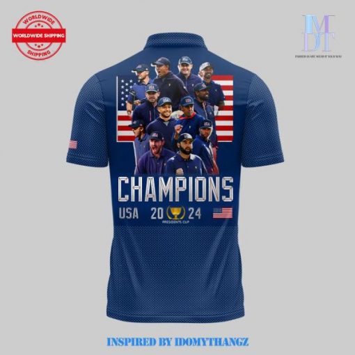 Team USA Champions Presidents Cup 2024 Flag America Polo Shirt