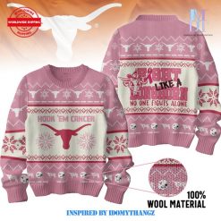 Texas Longhorns No One Fights Alone Break Cancer Ugly Sweater