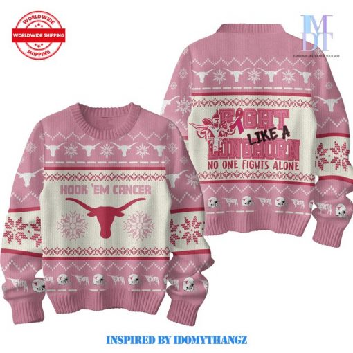 Texas Longhorns No One Fights Alone Break Cancer Ugly Sweater