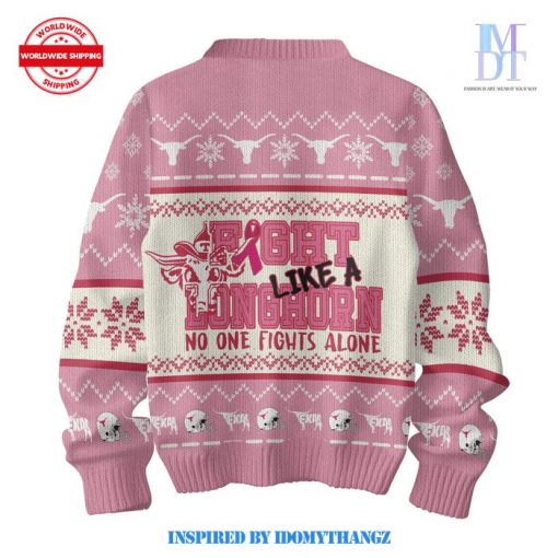 Texas Longhorns No One Fights Alone Break Cancer Ugly Sweater