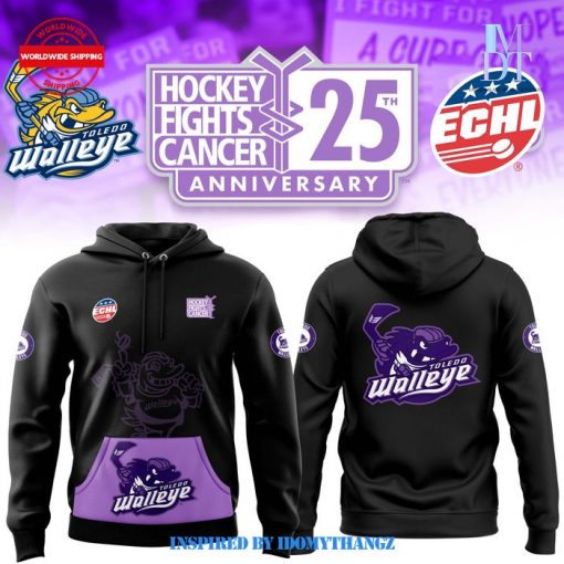 Toledo Walleye Hockey Fights Cancer 2024 Black Hoodie