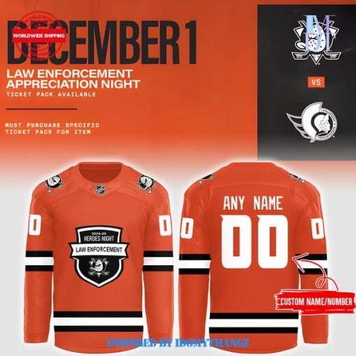 Anaheim Ducks 2024 Law Enforcement Appreciation Night Jersey