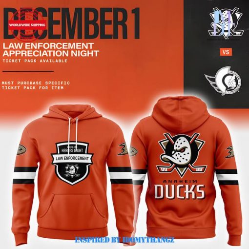 Anaheim Ducks Law Enforcement Appreciation Night Pullover Hoodie