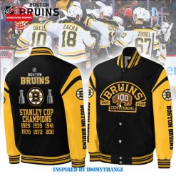 Boston Bruins Celebrating 100 Years Of Hockey Baseball Jacket