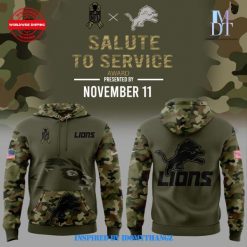 Detroit Lions Salute To Service Camo Army Hoodie