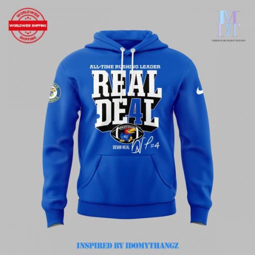 Kansas Jayhawks Devin Neal Rushing Blue Hoodie