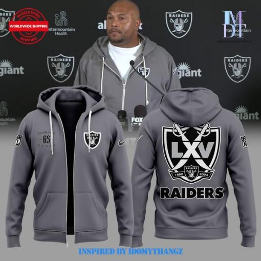 Las Vegas Raiders Celebrating 65 Years Gray Zip Hoodie