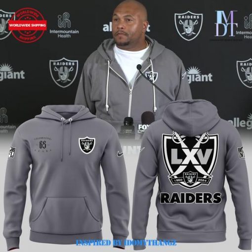 Las Vegas Raiders Celebrating 65 Years Gray Zip Hoodie