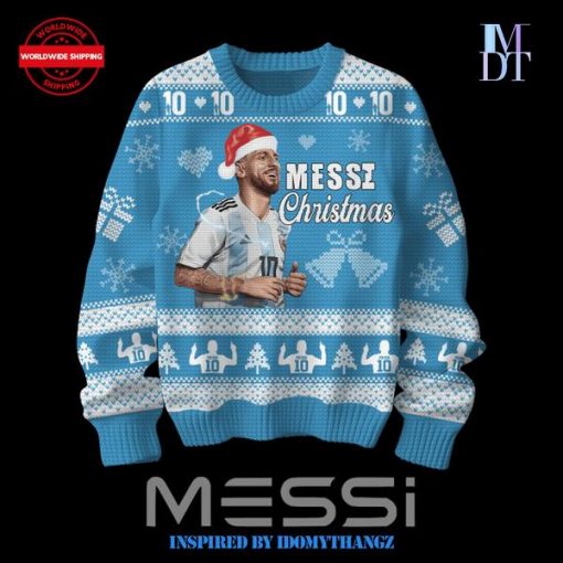 Lionel Messi Merry Christmas Blue Sweater