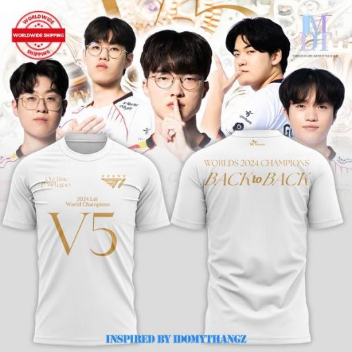 SKT T1 2024 Worlds Champions V5 White Shirt