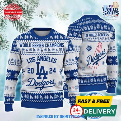 Los Angeles Dodgers World Series 2024 Champions Christmas Ugly Sweater