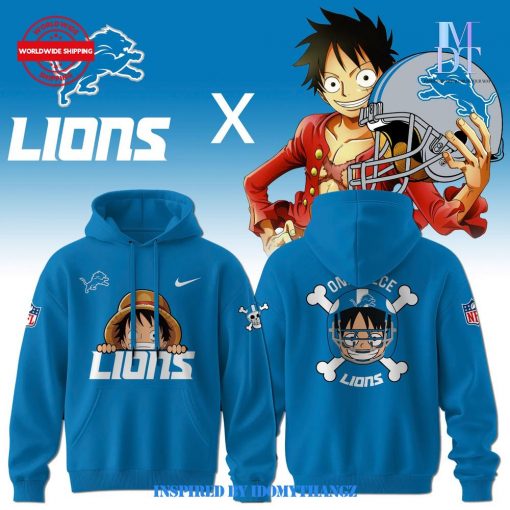 Luffy One Piece x Detroit Lions Nike new Limited Hoodie