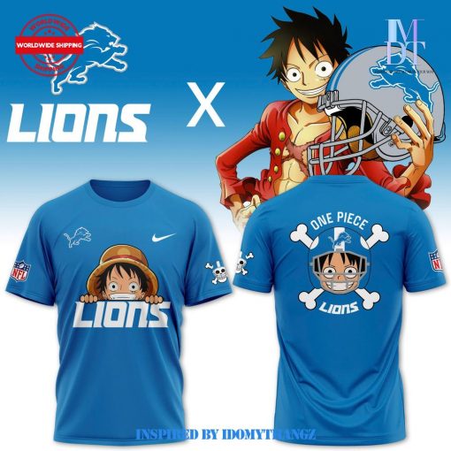 Luffy One Piece x Detroit Lions Nike new Limited T-Shirt